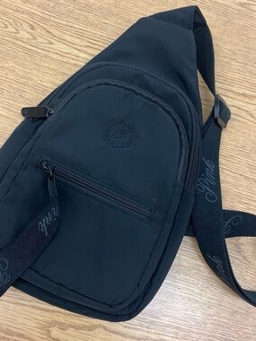 PINK Victoria's Secret Black Crossbody Sling Bag with Logo Strap